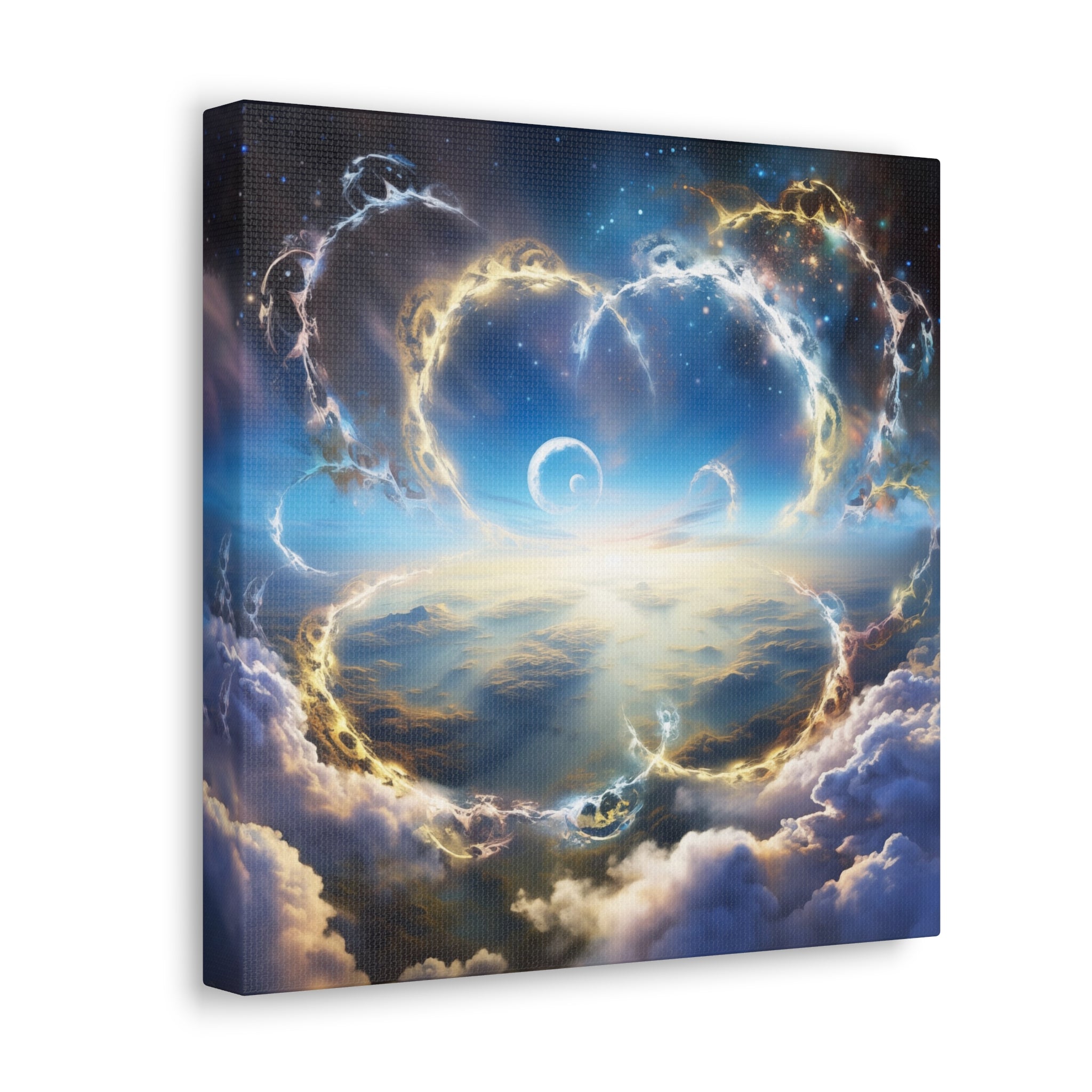 Motivational wall art with a traveler standing beneath a celestial infinity symbol.