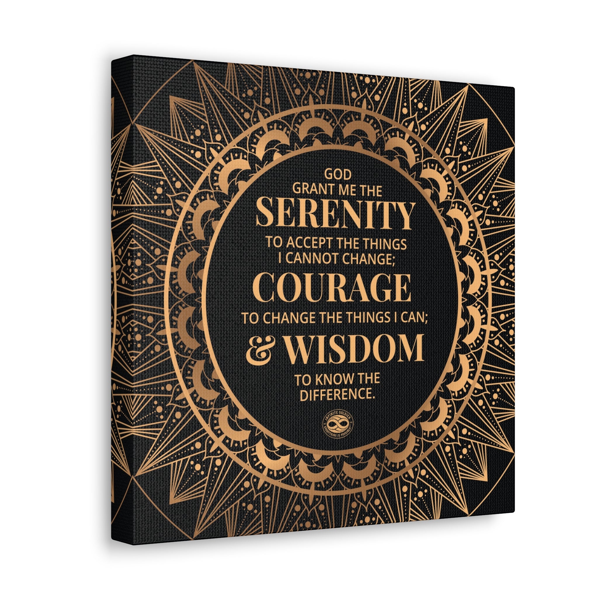 Serenity Prayer Canvas Wall Art | Motivational Decor | Elegant Gold Mandala | Free Shipping