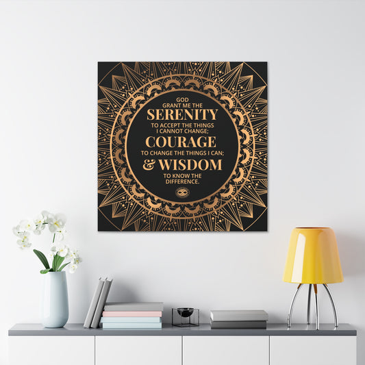 Serenity Prayer Canvas Wall Art | Motivational Decor | Elegant Gold Mandala | Free Shipping