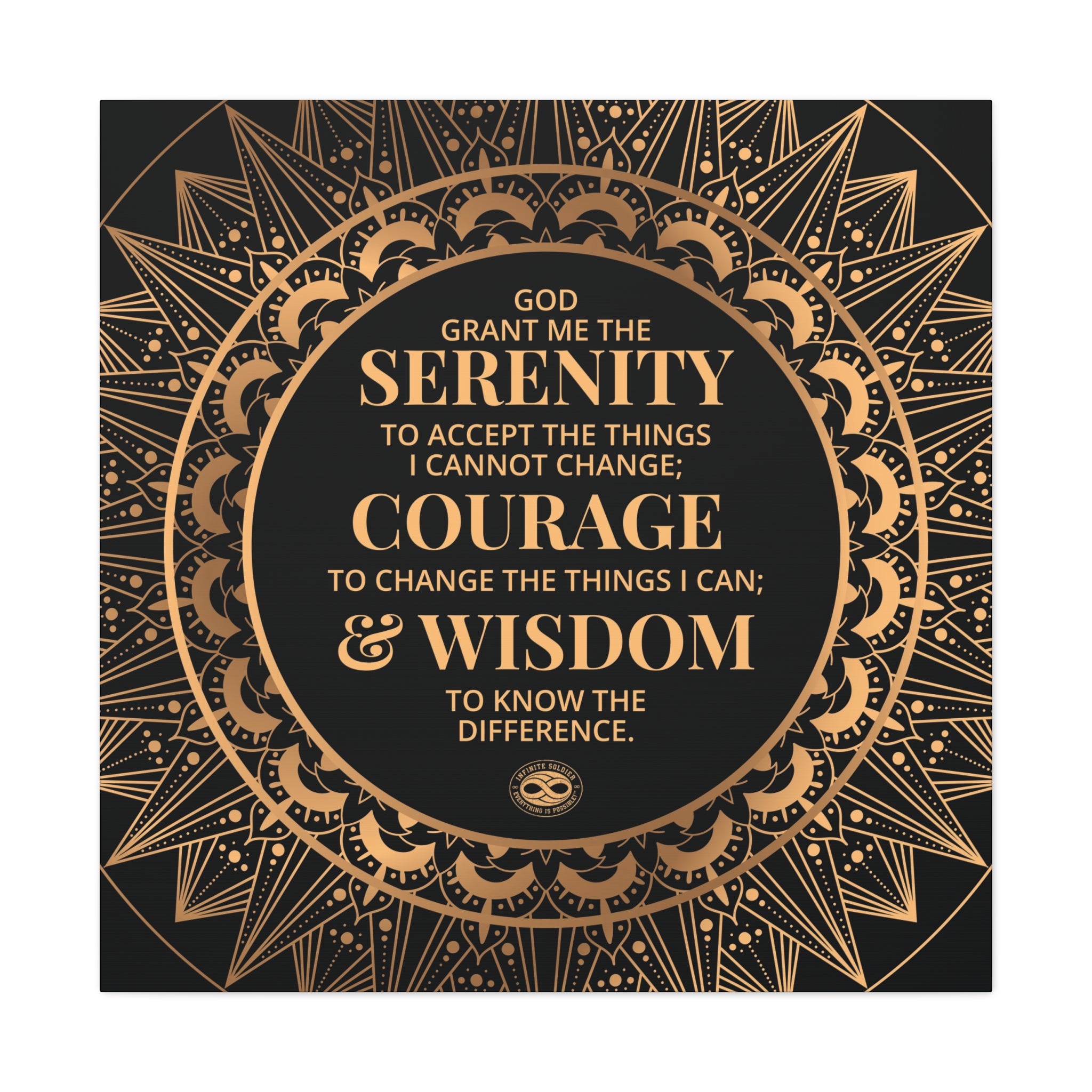 Serenity Prayer Canvas Wall Art | Motivational Decor | Elegant Gold Mandala | Free Shipping