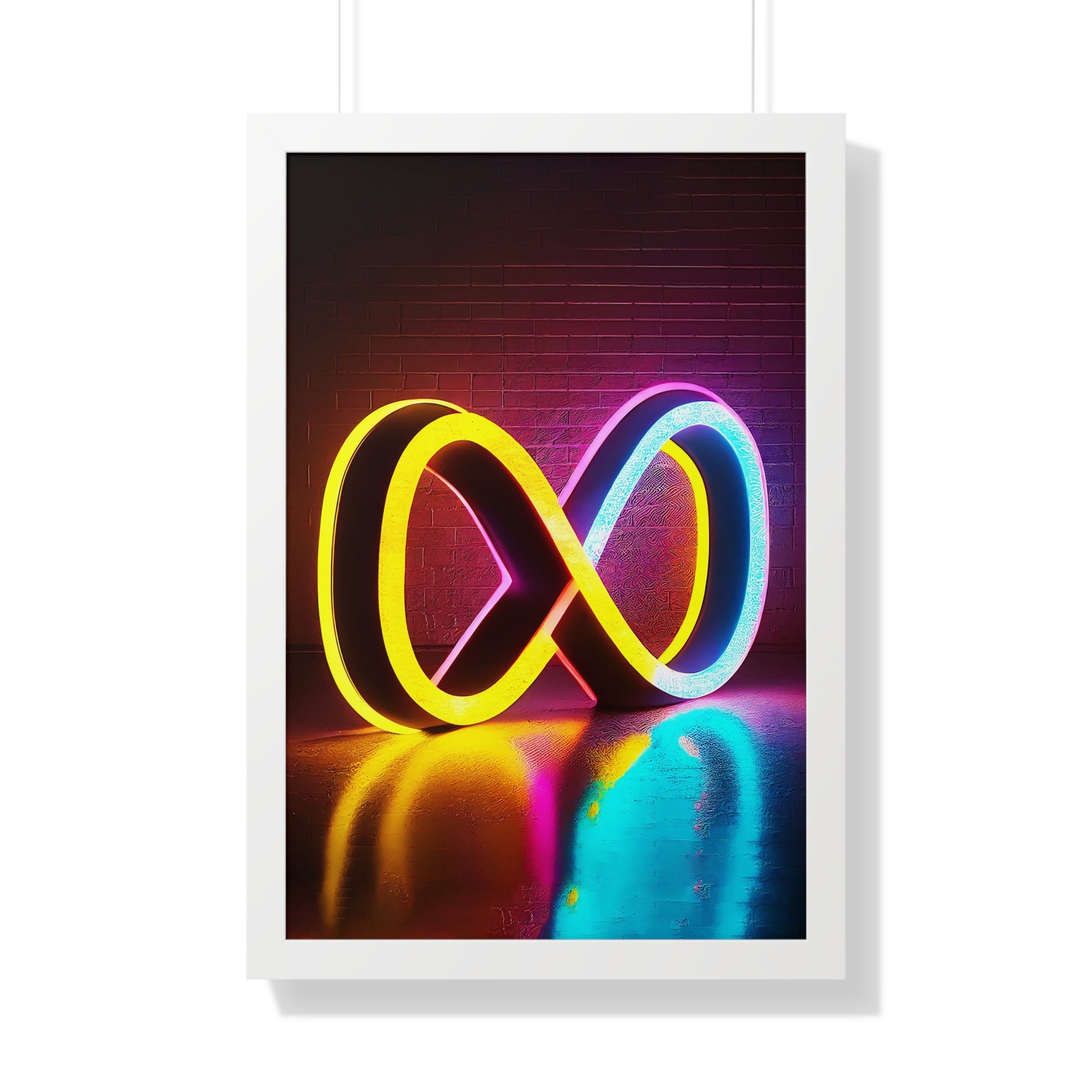 INFINITE GLOW ∞ Vibrant Neon Infinity Symbol Framed Poster | Inspirational Home & Office | Free Shipping Decor