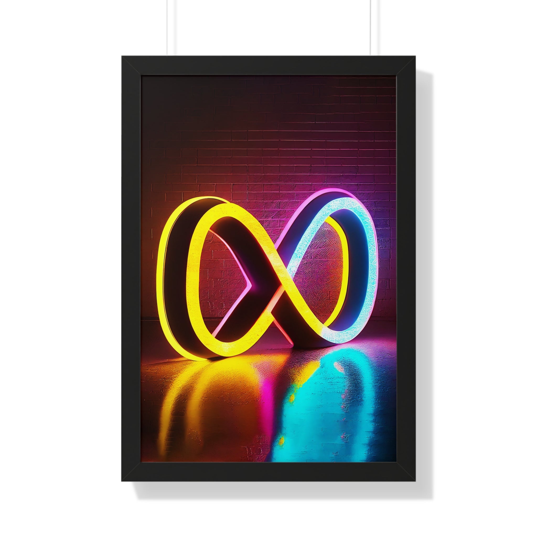 INFINITE GLOW ∞ Vibrant Neon Infinity Symbol Framed Poster | Inspirational Home & Office | Free Shipping Decor