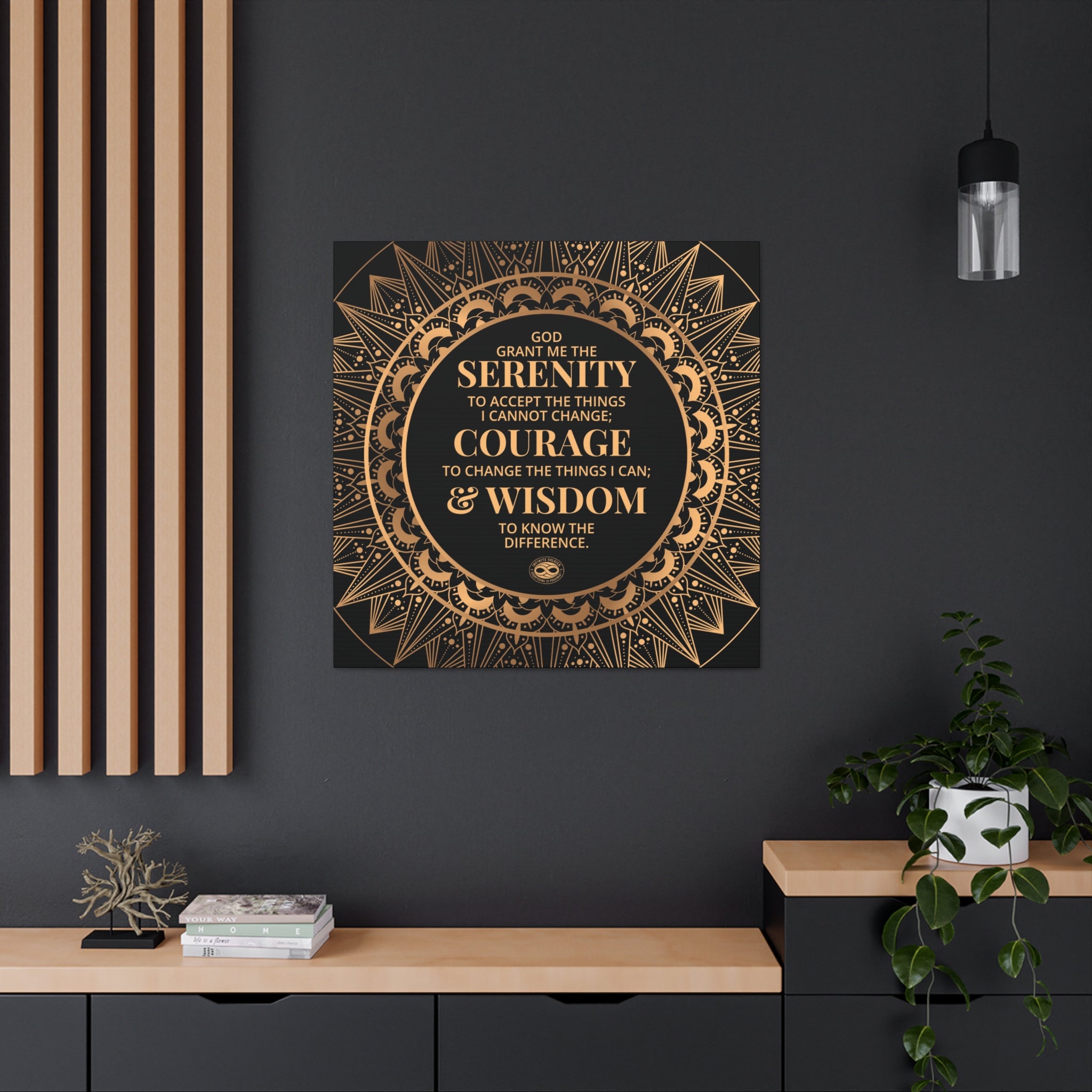 Serenity Prayer Canvas Wall Art | Motivational Decor | Elegant Gold Mandala | Free Shipping