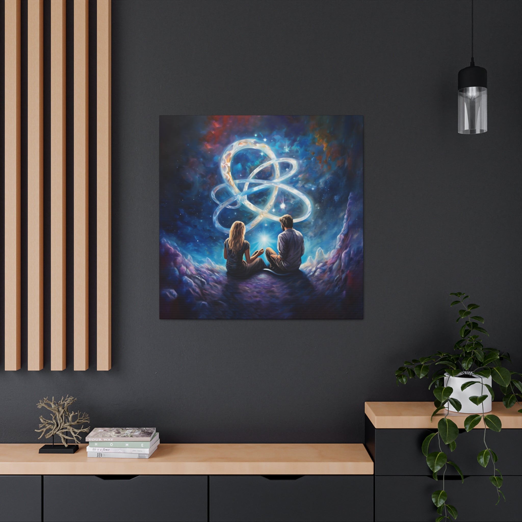 Couples Painting Infinity Light Canvas Wall Art - Cosmic Theme Modern Art | Free Shipping