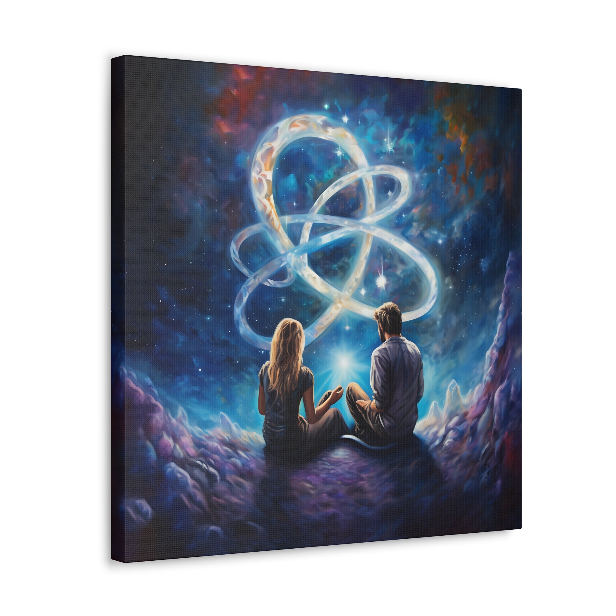 Couples Painting Infinity Light Canvas Wall Art - Cosmic Theme Modern Art | Free Shipping