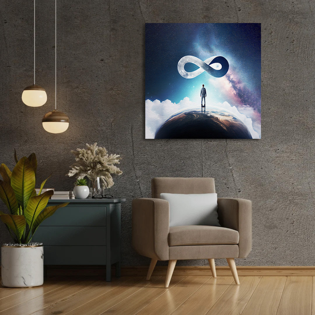 Infinite Perspective – a cosmic and visionary canvas print representing universal connection