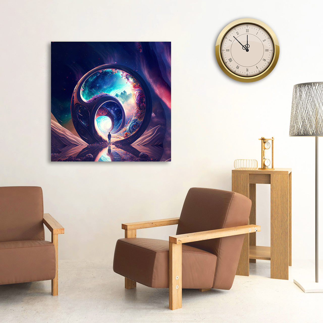 Contemporary infinity design on canvas with bold, fluid shapes in Infinite Dreamscape.