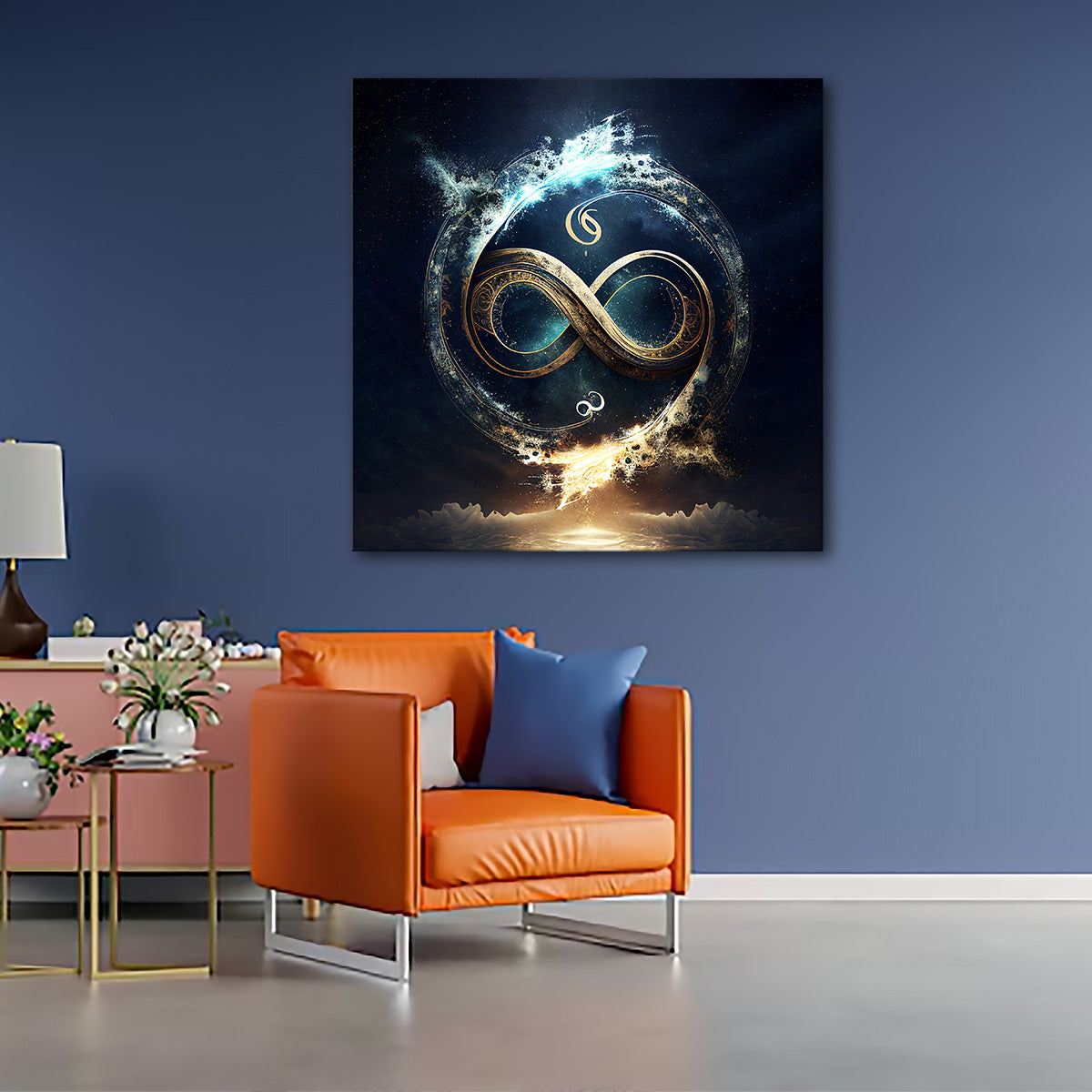 Celestial universe print showcasing infinity, cosmic energy, and sacred balance.