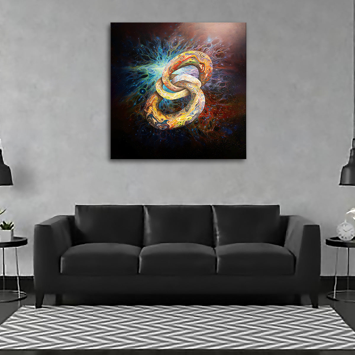 Infinite Fusion infinity symbol canvas print with surreal cosmic energy.