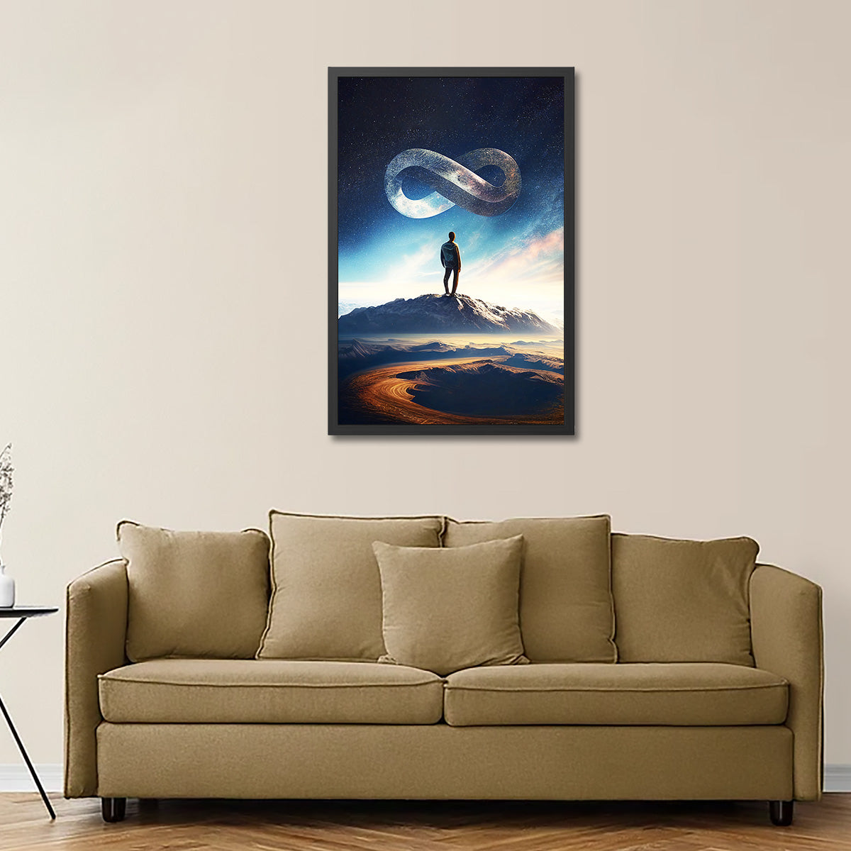 Man Standing on Top of the World 01 | Infinity Symbol Framed Poster | Motivational Art | Free Shipping