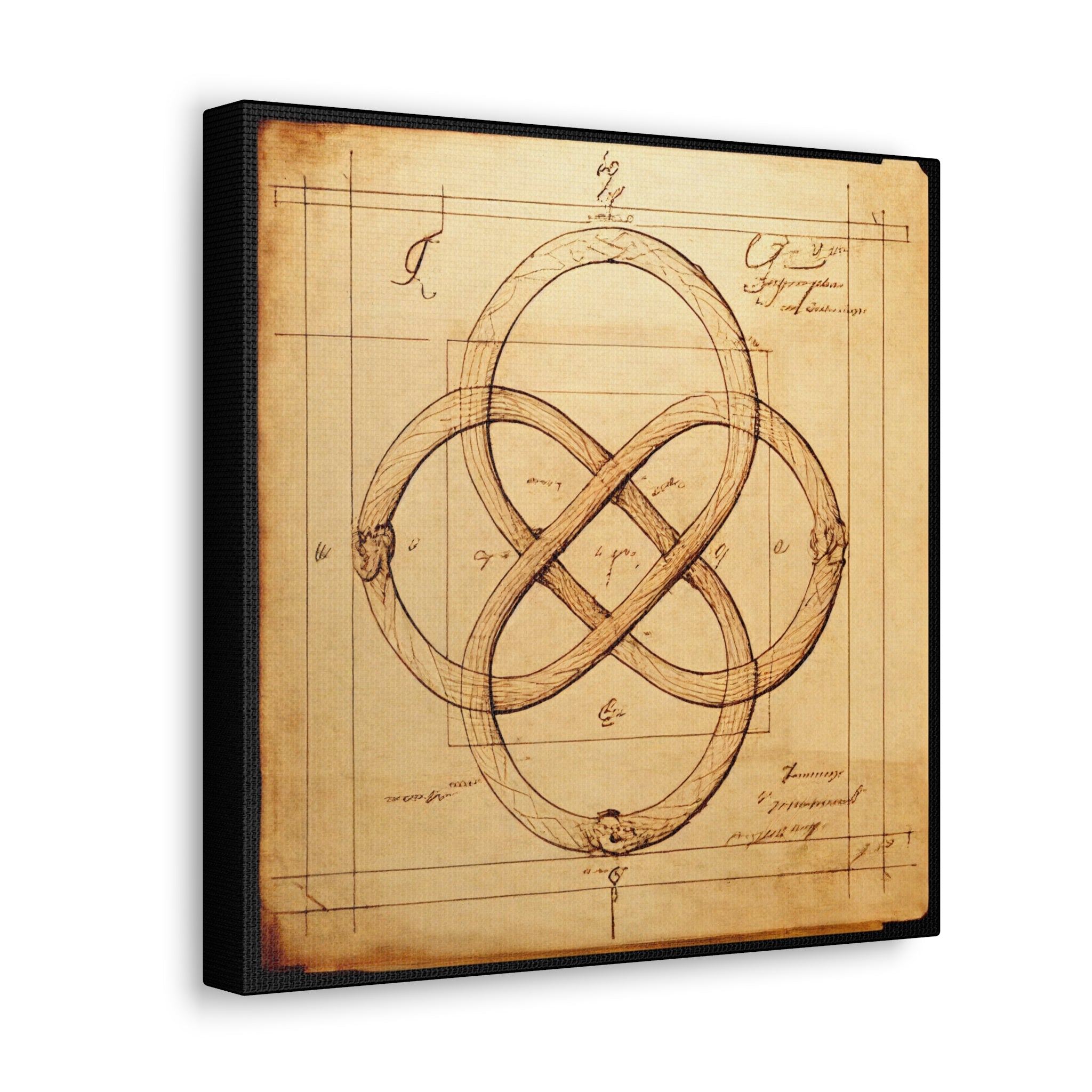 Sacred geometry framed print inspired by Da Vinci’s mathematical and artistic sketches