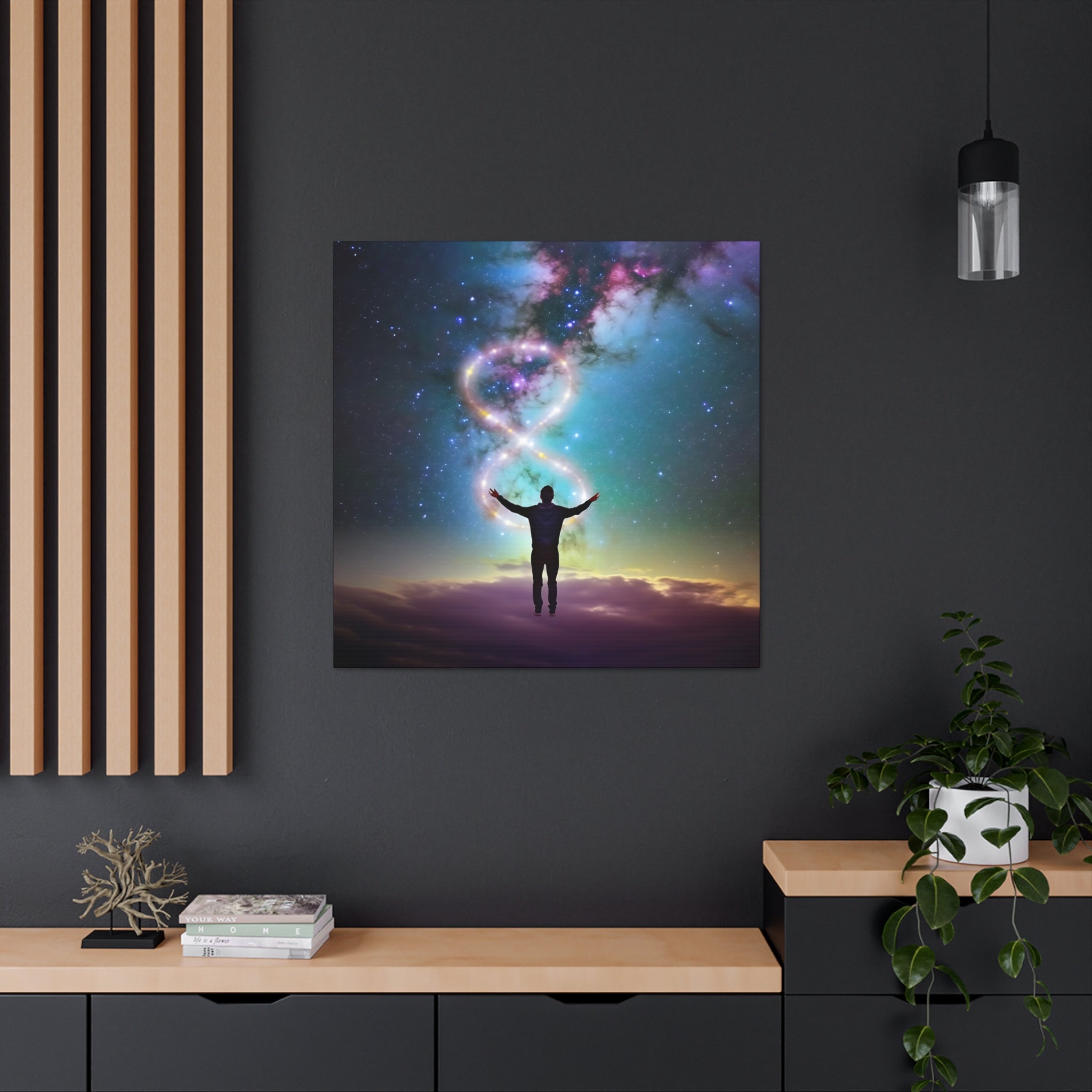 A Man Controlling His Own Destiny Canvas Wall Art - Cosmic Theme Modern Art | Free Shipping