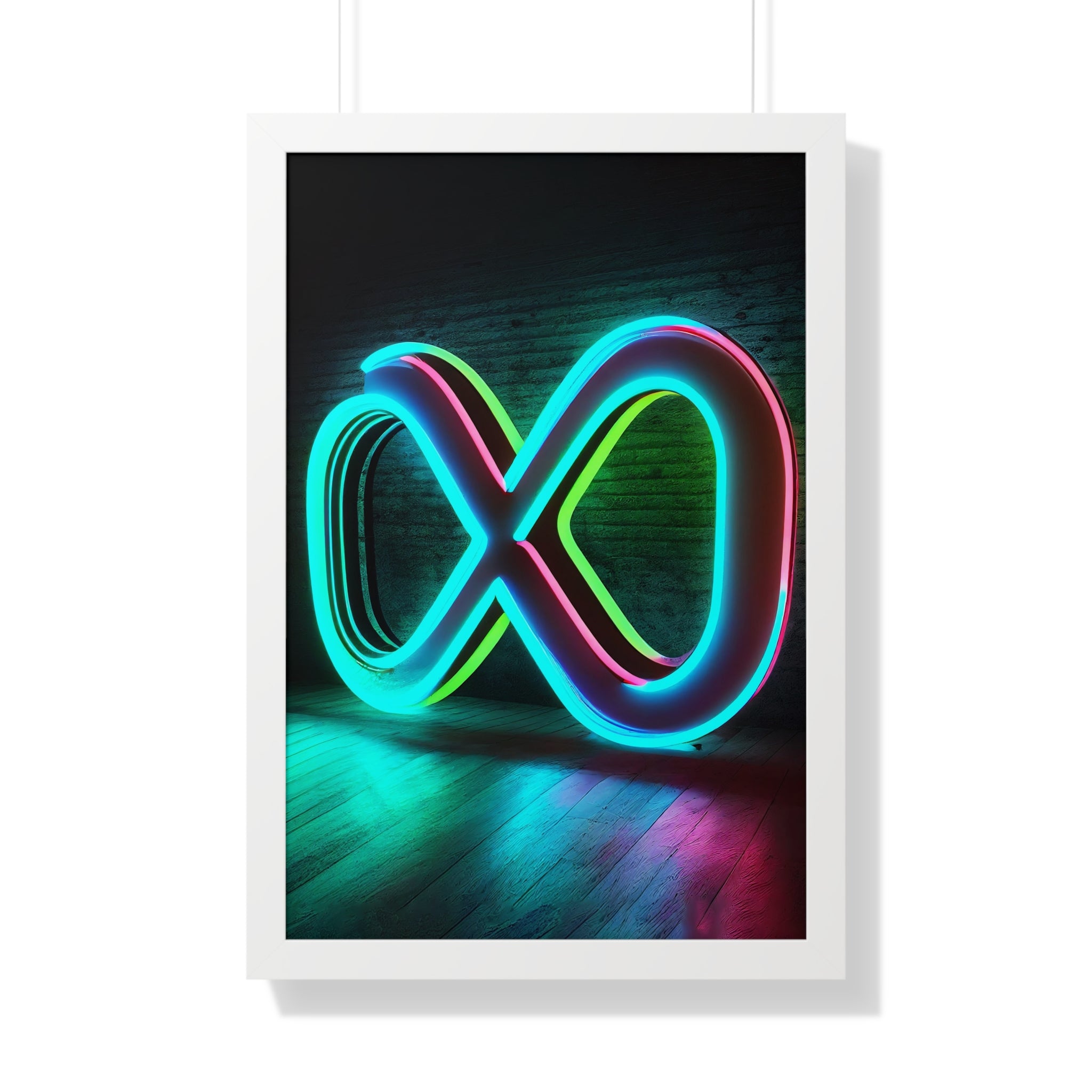 Electric Neon Infinity Dream – Futuristic Neon Infinity Symbol Framed Poster