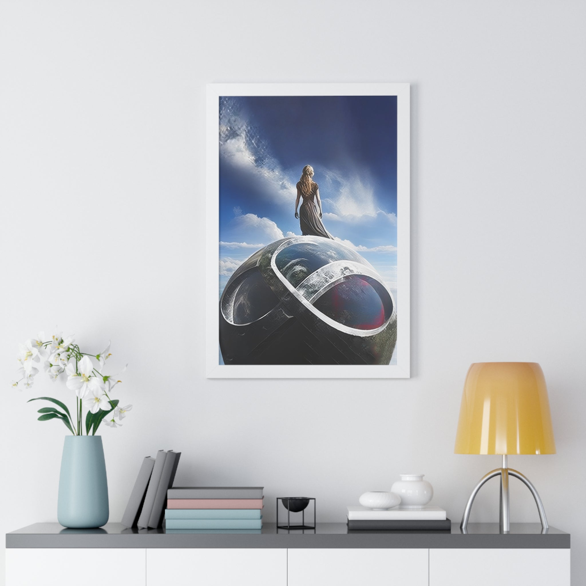 Skyward Infinity vertical poster featuring a dreamlike futuristic infinity landscape.