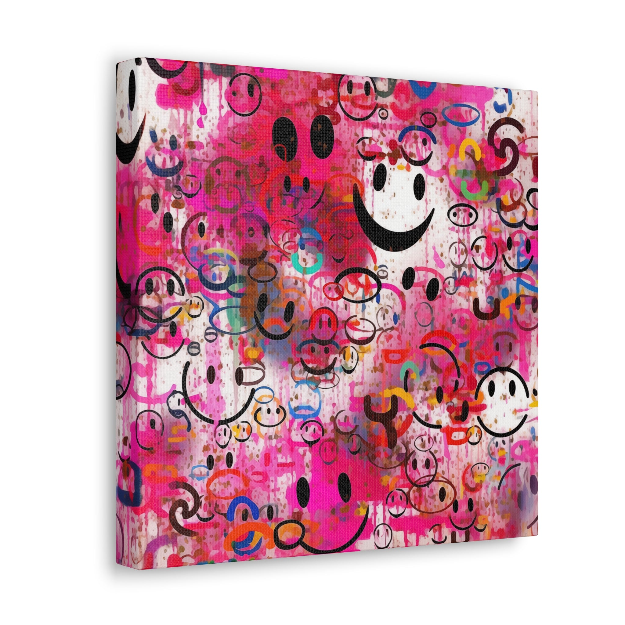 Colorful street art-inspired mounted canvas print with bold neon designs.