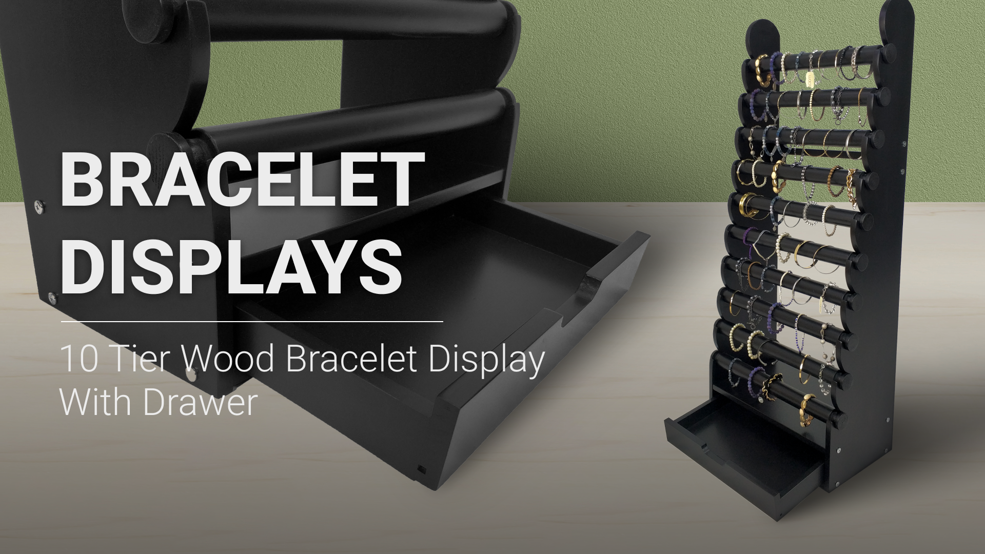 Premium Giant Black Display Bracelet - Bracelet & Bangle Holder Stand With Drawer