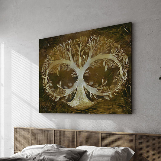 Brown Infinite Tree Of Life Wall Art, Canvas Painting, Infinity , Fine Canvas Print, Wall Decor, Abstract, Digital Art, Family Tree Artwork