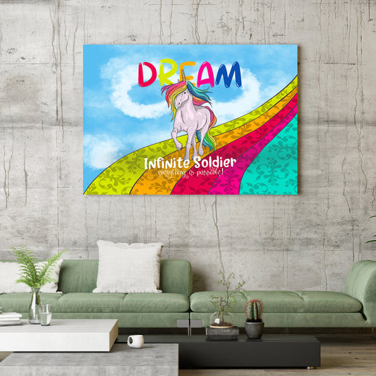 Dream Rainbow Infinite Unicorn Canvas Wall Art