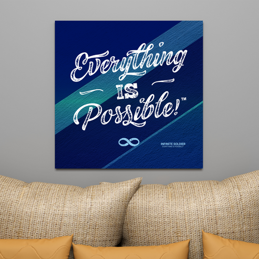 Everything Is Possible Motivational Canvas Poster - Blue Square