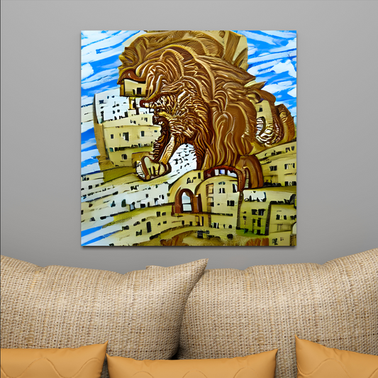 Lion Roaming Through Jerusalem detailed painting acrylic art watercolor (2)