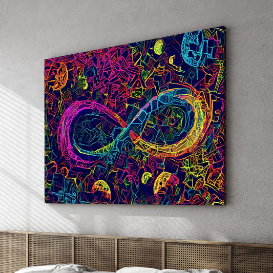 Infinite Galaxy -Neon Infinity Canvas Wall Decor,  Canvas Prints, Wall Art, Wall Decor, Painting, stretched Canvas, Digital Artwork