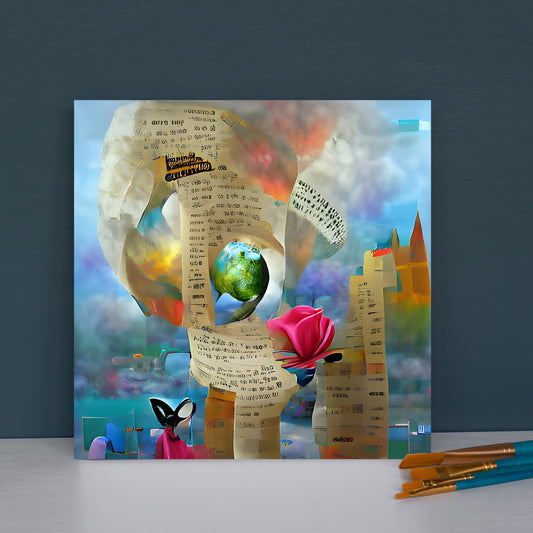 Abstract Surreal 'Words Create Worlds' Wall Painting