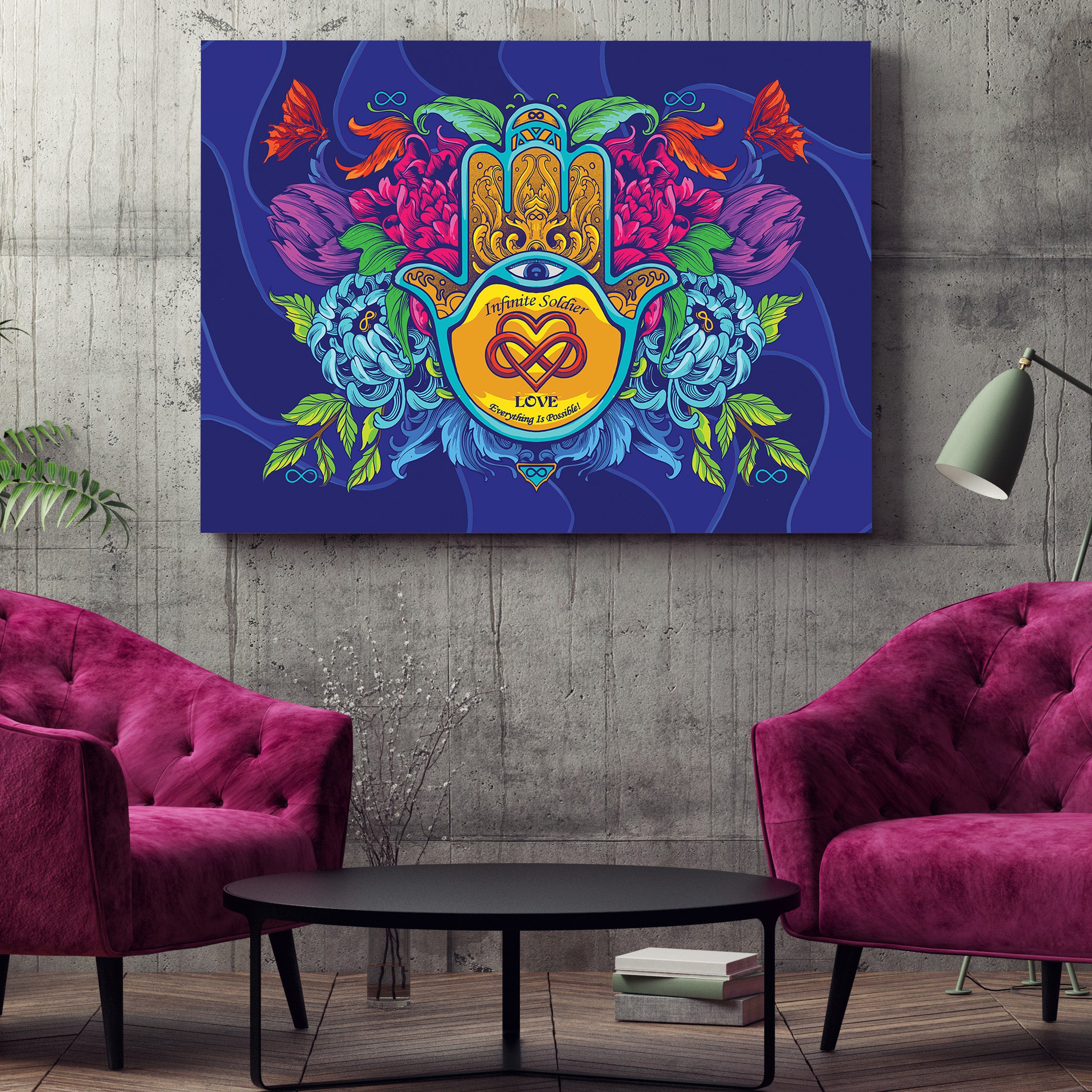 Motivational Canvas Poster - Hamsa Infinity Love