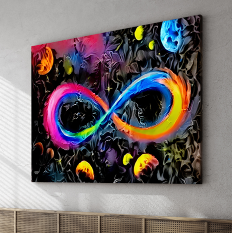 Infinite Galaxy Textured Infinity Wall Art, Wall Decor,  Artistic Painting,  Stretched Canvas, Poster, Digital Artwork, Rainbow,