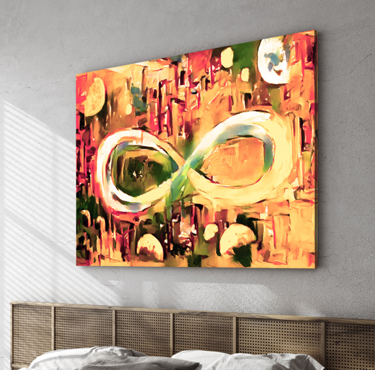 Infinite Galaxy Yellow & Orange, Infinity, Abstract Art, Canvas Wall Art, Wall Decor, Artistic Painting, Digital Artwork, Colorful