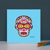 Sugar Skull To Infinity Mounted Canvas Print - Blue