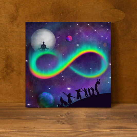 Infinity Moon Light Gathering, Canvas Painting, Canvas Art Print, Wall Decor, Juggling,  Artistic Painting, Rainbow Moon, Digital Artwork