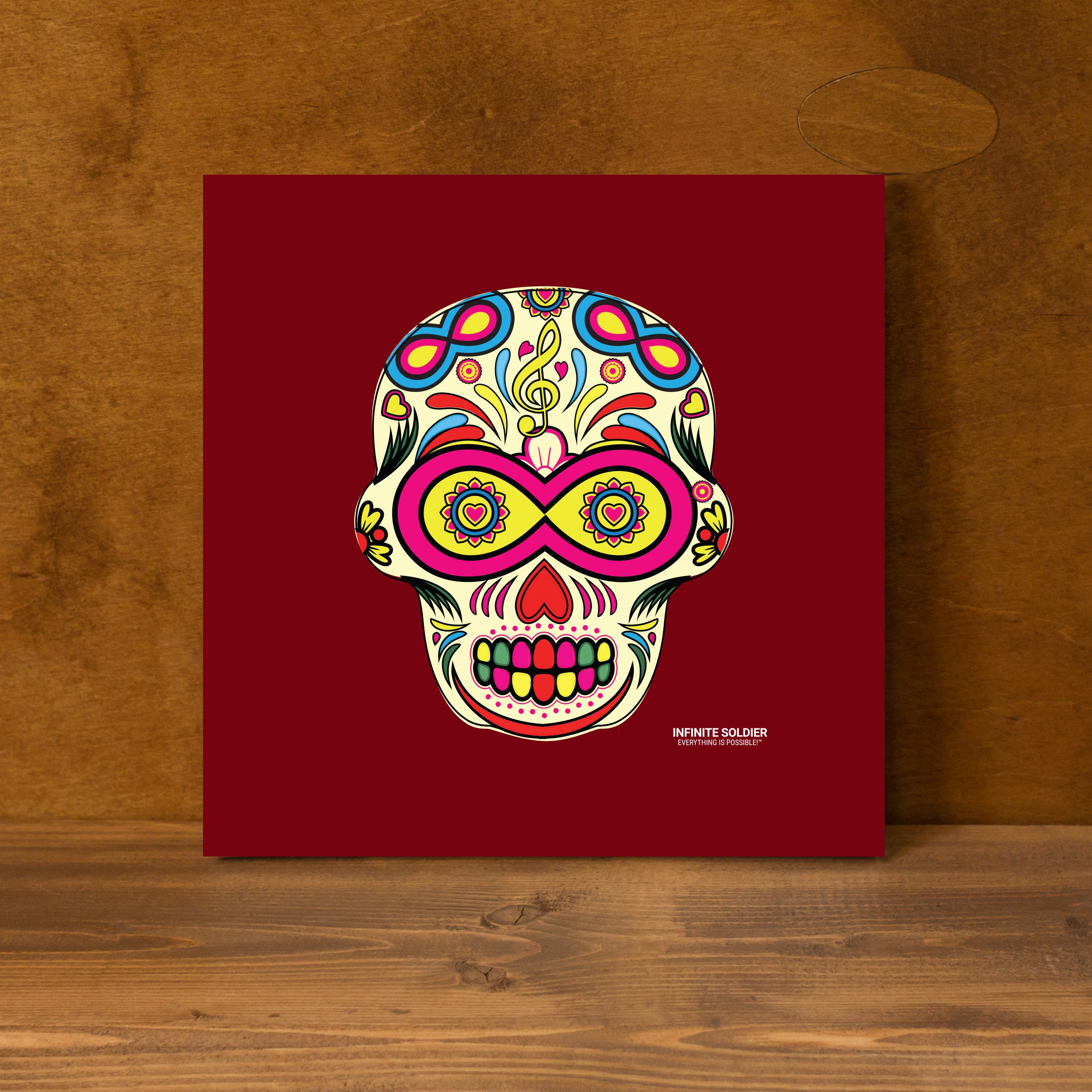 Sugar Skull To Infinity Mounted Canvas Print - RED