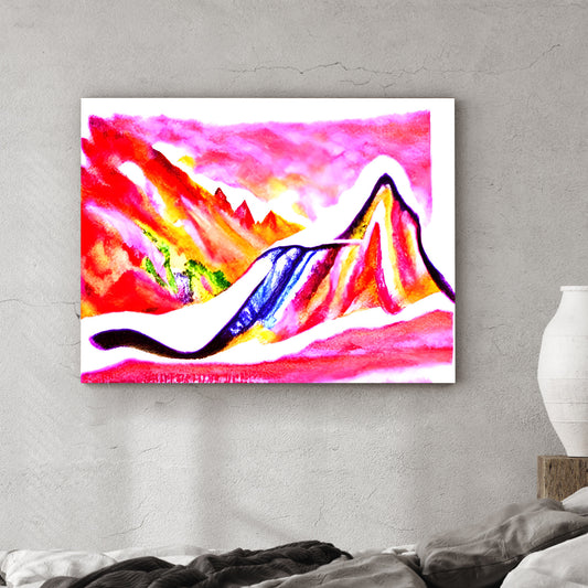 Slide Down Infinite Mountains detailed painting watercolor oil on canvas