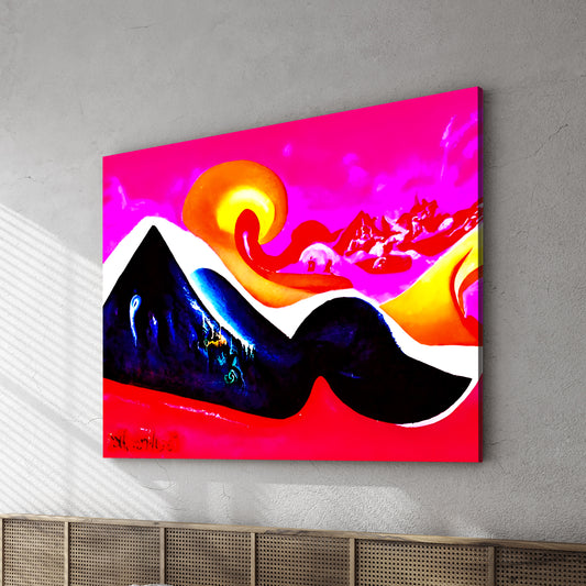 colorful mountains haze canvas art