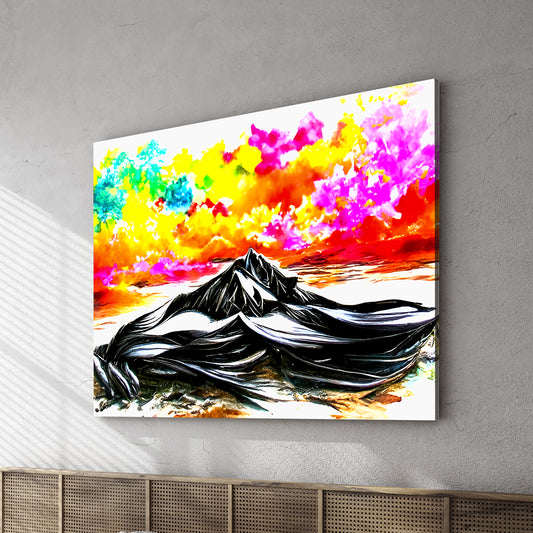 infinite mountains seascape colorful rainbow sky montains