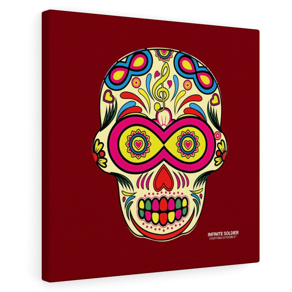 Sugar Skull To Infinity Mounted Canvas Print - RED