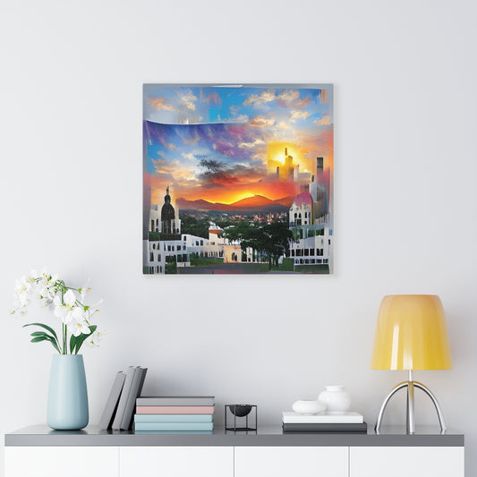 Sunset Over Santiago Dominican Republic Canvas Wall Decor, Landscape