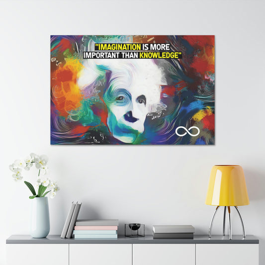 Einstein's 'Imagination Is More Important Than Knowledge' Motivational Scientific Canvas Poster