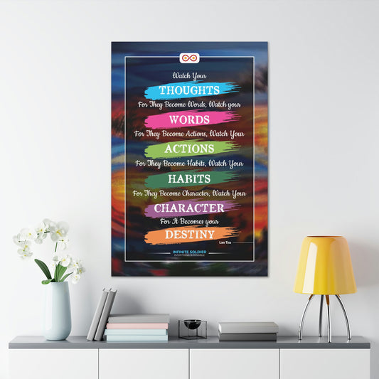 Watch Your Words Poster Motivational Canvas Poster | Infinite Soldier