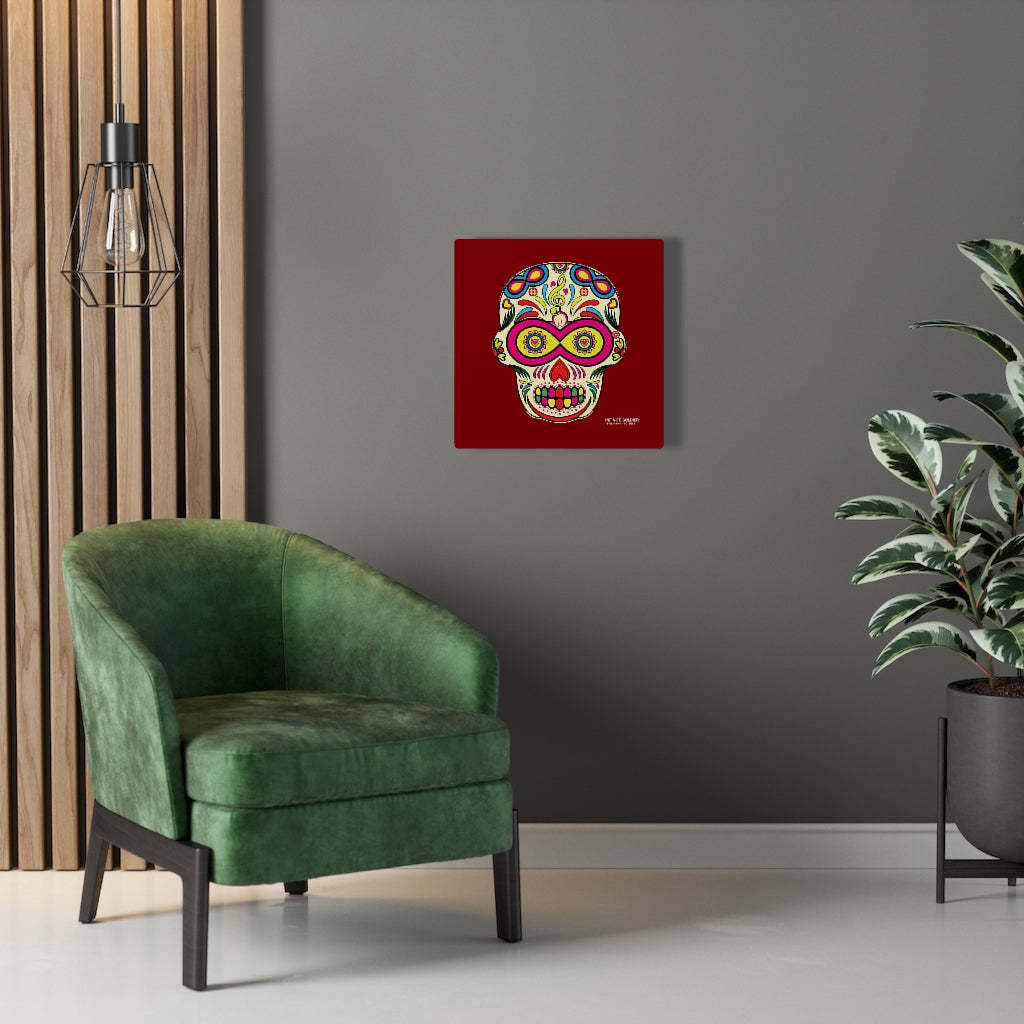 Sugar Skull To Infinity Mounted Canvas Print - RED